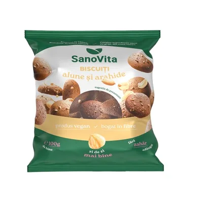 Biscuiti cu alune și arahide, 100 g, Sanovita