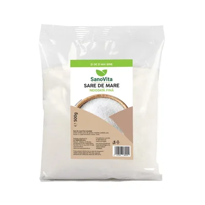 Sare de mare fina neiodata, 500g, SanoVita