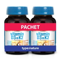 Vitamina D3 4000 UI + K2 MK-7, 60 + 60 tablete, Naturmil