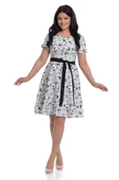 Rochie semiclos CV22037 gri/fluturi rose, Cesy | marimea L