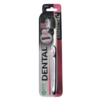 Periuta de dinti „Dental” cu carbune activ - Roz, Rubella