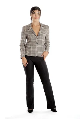 Sacou cadrilat dama DI23S49 bej/bordo/negru, Dress to Impress | marimea 40