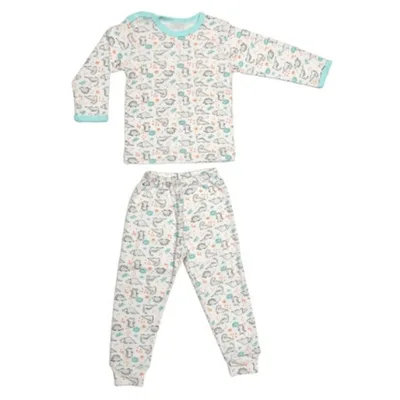 Pijama maneca lunga RB11 alb/dinozauri, Rombaby | 1/2 ani