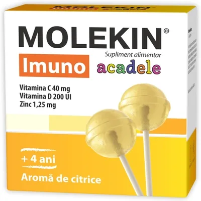 Molekin Imuno Acadele aroma citrice 4 ani+, Zdrovit | 12 acadele