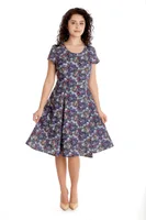 Rochie clini CV24038 negru/albastru/rosu flori, Cesy | marimea S