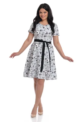 Rochie semiclos CV22037 SIZE gri/fluturi rose, Cesy | marimea XXL