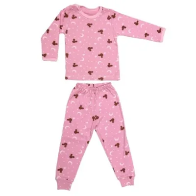 Pijama maneca lunga RB11 roz quartz/imprimeu, Rombaby | 2/3 ani