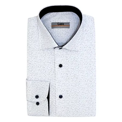 Camasa barbati CONFORT DND Y24-01 Slim Fit, alb/imprimeu bleumarin, Gama | marimea 37/38