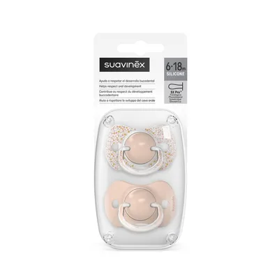 Suzeta fiziologica din silicon SX Pro Dreams, +18 luni, Piersica, 2 bucati, Suavinex