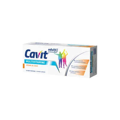 Cavit Adulti cu aroma de caise, Biofarm | 20 tablete masticabile