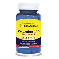 Vitamina D3 Naturala 5000Ui, Herbagetica | 30 capsule