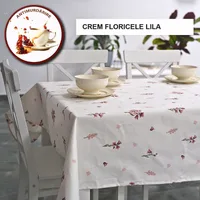 Fata de masa teflonata antimurdarire crem floricele lila 140x180 cm, Ralex | 1 buc