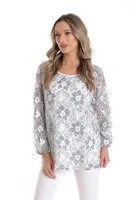 Bluza dantela CP25028 alb & gri, Cesy | marimea XL