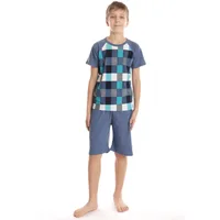 Pijama 1/2 baieti AV2425 denim/cadrilat multicolor, Andana | marimea 32 (5/6 ani)