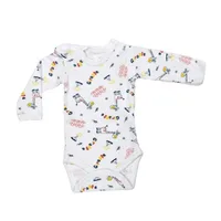 Body 4 capse maneca lunga RB07 alb/imprimeu girafe, Rombaby | 12/18 luni