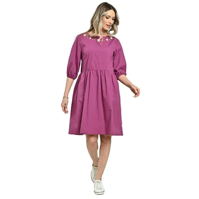 Rochie midi cu buzunare ERV24V265 fuchsia/pictura, Eranthe | marimea XL