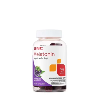 GNC Melatonin 5 mg Gummies, Melatonina 5 mg Jeleuri cu Aroma Naturala de Mure | 60 jeleuri