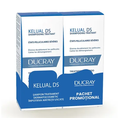 Pachet Sampon Tratament Dermatocosmetic Anti-Matreata Kelual DS, 100 ml + 100 ml – Ducray