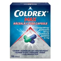 Coldrex Max raceala si tuse, Perrigo | 16 capsule