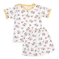 Pijama maneca scurta RB06 alb/imprimeu pisicute, Rombaby | 3/4 ani