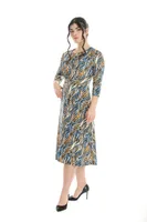 Rochie pliuri bust CP24027 SIZE albastru/orange animal print, Cesy | marimea XXXL