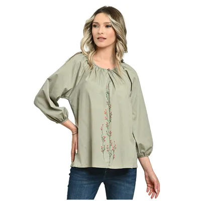 Bluza ampla ERV24V266 kaki deschis/pictura, Eranthe | marimea XL