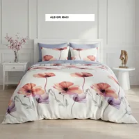 Lenjerie pat cu husa FINET (6 piese) alb gri maci 180x200 cm, Ralex | 1 buc