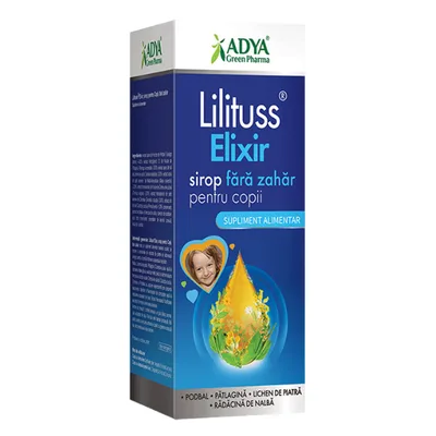 Sirop de tuse fara zahar pentru copii Lilituss Elixir, Adya Green Pharma | 180 ml