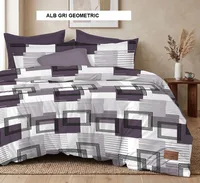 Lenjerie pat cu husa FINET (6 piese) alb gri geometric 180x200 cm, Ralex | 1 buc