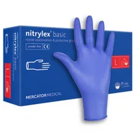 Manusi Nitril fara pudra NITRYLEX Basic Dark Blue L, Mercator Medical | cutie x 100 bucati