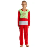 Pijama copii (fete) AI2359 rosu/vernil/gri, Andana | marimea 32 (5/6 ani)