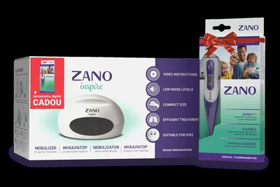 Nebulizator cu compresor pentru copii si adulti Zano Inspire + Termometru, Unicoms