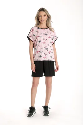 Tinuta de vara CV24068 negru/roz fluture, Cesy | marimea M