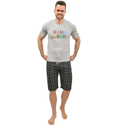 Pijama barbati PBV28 NEGRU GRI GAME OVER, Uniconf | marimea S