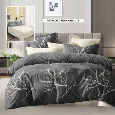 Lenjerie de pat ECONOMY antracit crem crengute 230x250 cm, Ralex | 1 buc