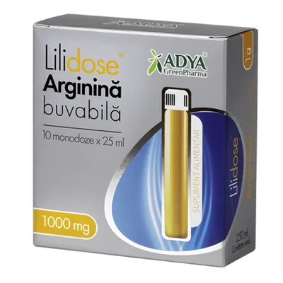 Arginina buvabila 1000 mg Lilidose, Adya Green Pharm | 10 monodoze x 25 ml
