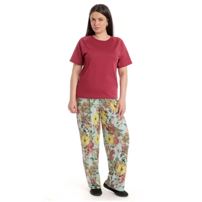 Tinuta dama AV2336 grena/bleu floral, Andana | marimea S