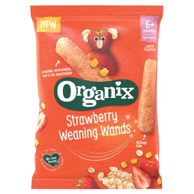Baghete Bio din porumb si ovaz cu capsuni, + 6 luni, Organix | 25 g