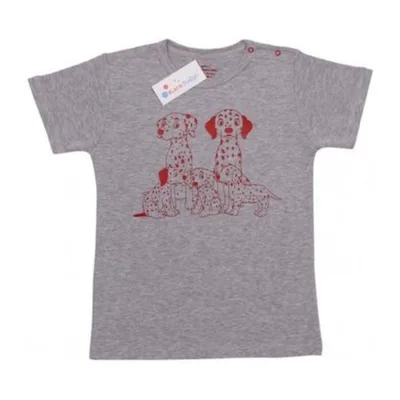 Bluza copii maneca scurta KB45 gri/imprimeu, Kara Baby | 6/9 luni