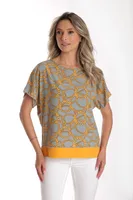 Bluza chimono CV24065 gri & mustar cercuri, Cesy | marimea L