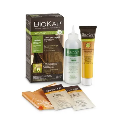 Vopsea de par Natural Medium Blond 7.0 Nutricolor Delicato Rapid, Biokap | 135 ml