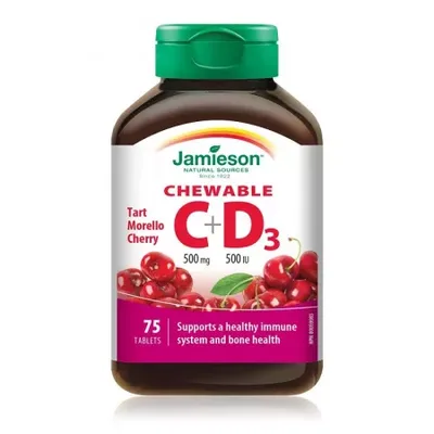 VITAMINA C 500MG + D 500UI CU AROMA CIRESE 75COMPR.MAST.5196