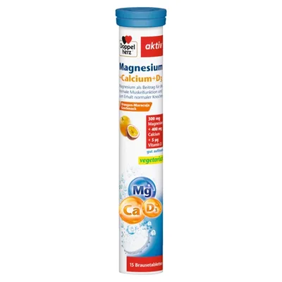 Magneziu + Calciu + D3, Doppelherz Aktiv | 15 comprimate efervescente