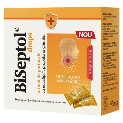 Dropsuri cu aroma de portocale Biseptol, Dacia Plant | 20 bucati