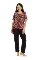 Tinuta dama casual CT22076 grena etno/negru, Cesy | marimea M