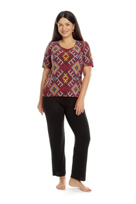 Tinuta dama casual CT22076 grena etno/negru, Cesy | marimea M