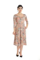 Rochie semiclos CP24028 corai/grej jungle, Cesy | marimea S