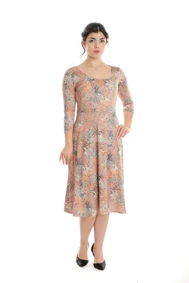 Rochie semiclos CP24028 corai/grej jungle, Cesy | marimea S