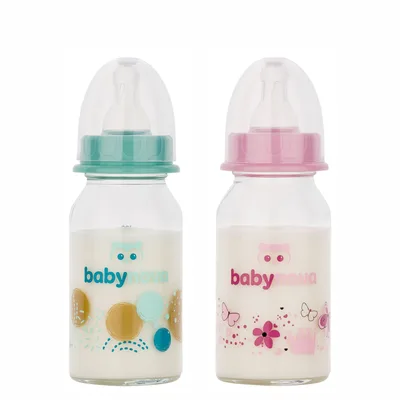 Biberon din sticla decorat 0-24 luni, 43706, Baby Nova | 240 ml