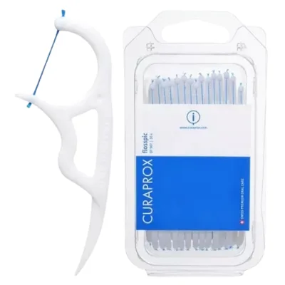 Set suporturi scobitoare cu ata dentara, Curaprox | 30 bucati